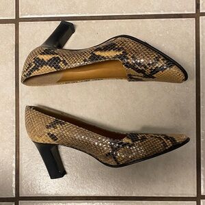 Lauren Ralph Lauren Tan Snake Print Heels